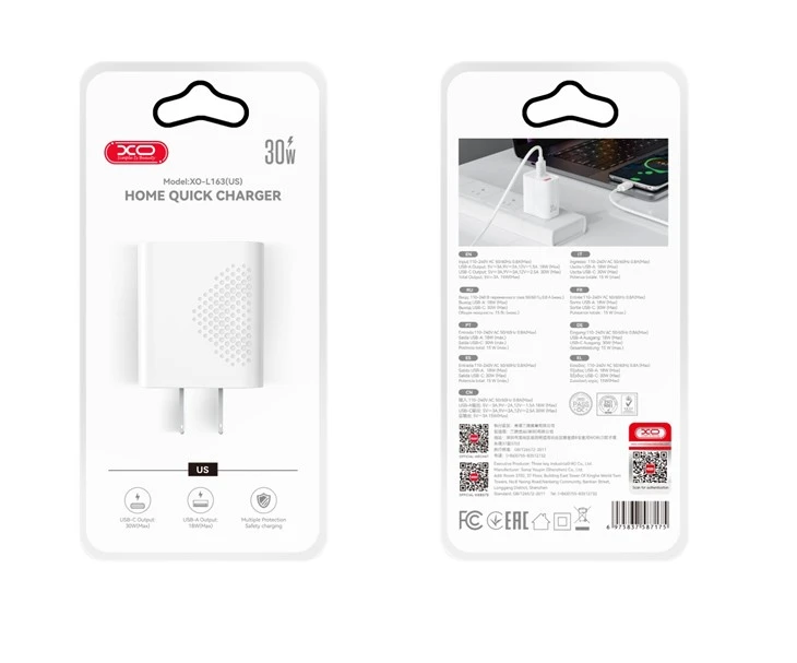 Carregador rápido XO L163 30w